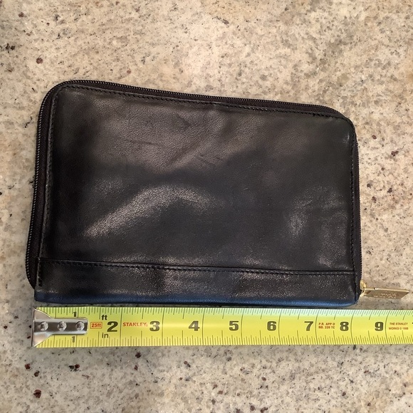 Lisa Loren Black Leather Travel Jewelry Pouch Zip Close - Picture 2 of 6